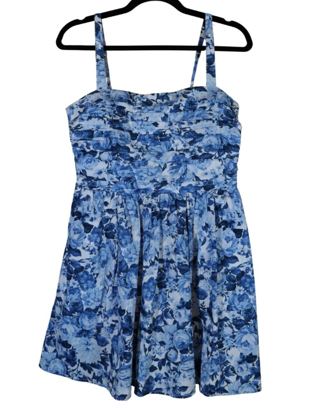 Abercrombie & Fitch Emerson Poplin Wide Strap Mini Dress Blue Floral M